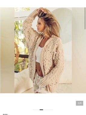 Twisted Knit Cardigan With Pearls BIBI medium boho sweater